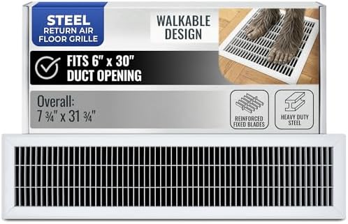 Fits 6x30 and 30x6 Duct Opening | Return Air Floor Grille by Handua | Walkable by Handua