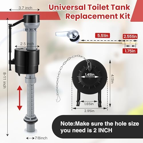 Saillong Universal Toilet Flusher Replacement Kit, Fill Valve, 2-Inch Flapper - Image 2