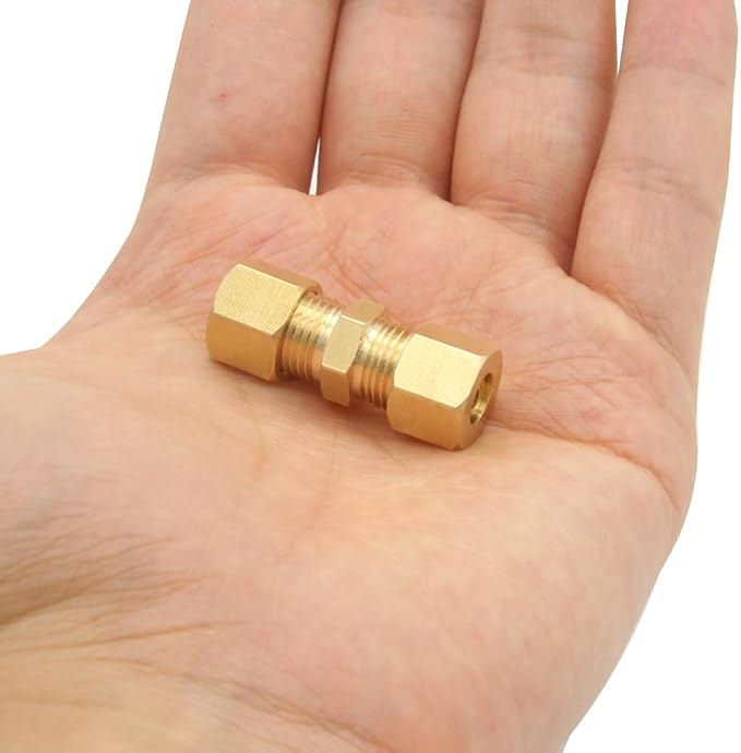 Hooshing 10PCS Brass Compression Tube Fitting 1/4" OD x 1/4" OD Connector - Image 4