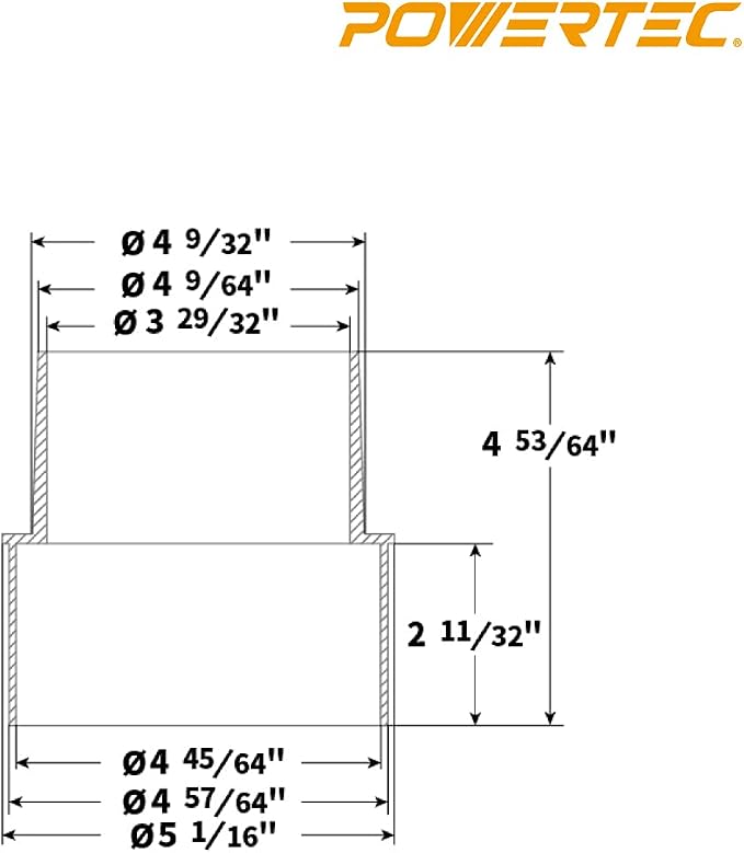 POWERTEC 70170 5” to 4” Reducer Dust Collection Fitting, ABS Plastic - Image 3