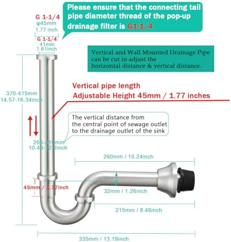 Brass P Trap U-Shape 1 1/4 inch Sink Drain Pipe - Image 2