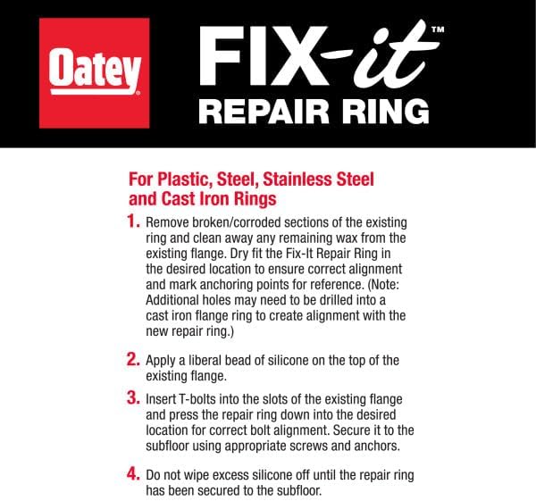 Oatey Fix-It Stainless Steel Flange Repair Ring, Adjustable Toilet Flange - Image 3