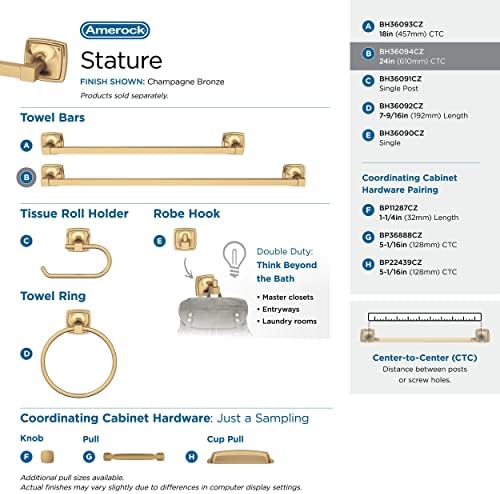 Amerock Stature 24" Champagne Bronze Towel Bar - Image 4
