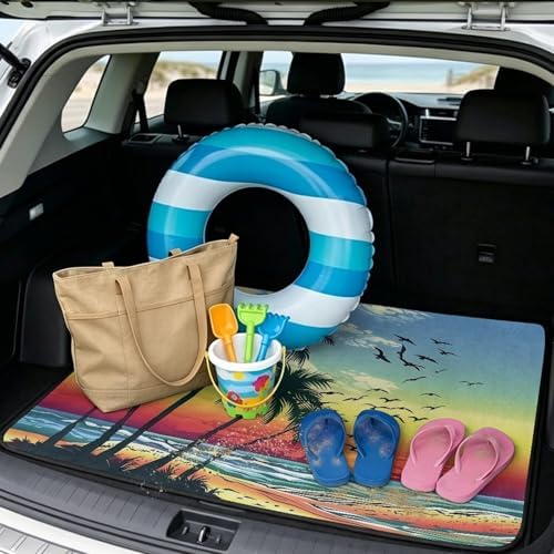Beach Sunset Palm Universal Car Trunk Mat All Weather Trunk Protection Cargo - Image 2