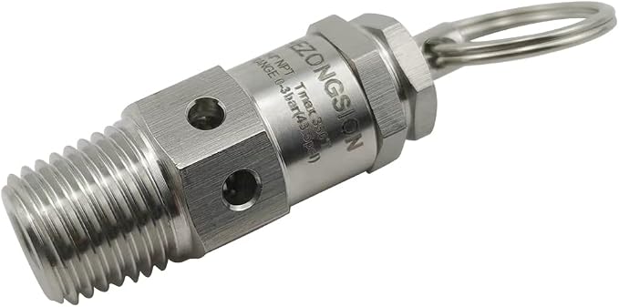 1/4" NPT Male Adjustable Pressure Relief Safety Valve, 30psi Set Pressure - Image 6