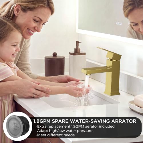 FORIOUS Bathroom Faucet 1 Hole Single Handle Vanity Sink Faucet Gold - Image 4