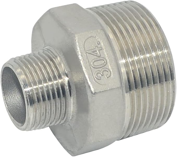 1-1/2" x 3/4" Male Threaded Reducing Nipple Fitting/Adapter, Stainless Steel - Image 3