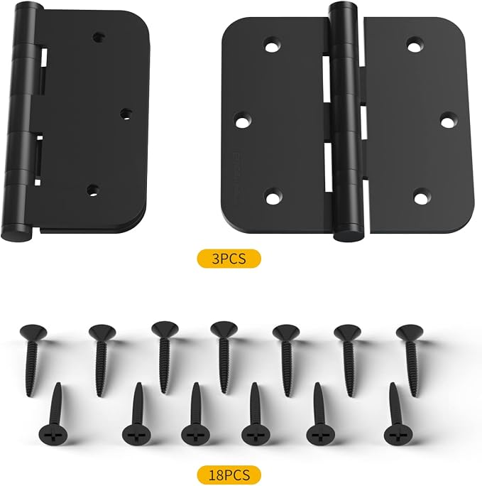 goldenwarm 3 Pack Ball Bearing Hinges Matte Black Door Hinges 3.5in*3.5in - Image 3