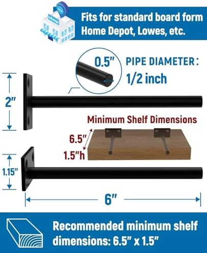 LEOPO 12-Pack 6 inch Floating Shelf Brackets, Hidden Shelf Bracket - Image 3