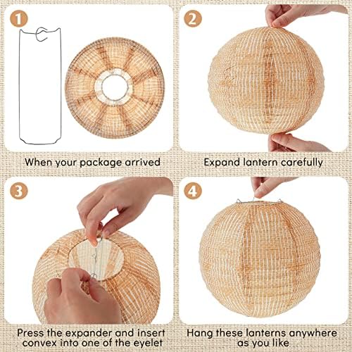 24 Pcs Print Burlap Paper Lanterns Classroom Decor, 8 Inch | Boho Hanging Decor - Image 3