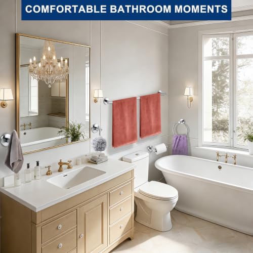 5 Pieces Bathroom Hardware Accessories Set Brushed Nickel, 24Inch Round Towel - Image 2