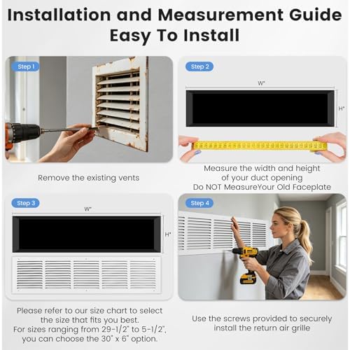 30"W x 6"H Steel Return Air Grille | HVAC White Rust-Resistant Vent Cover - Image 6