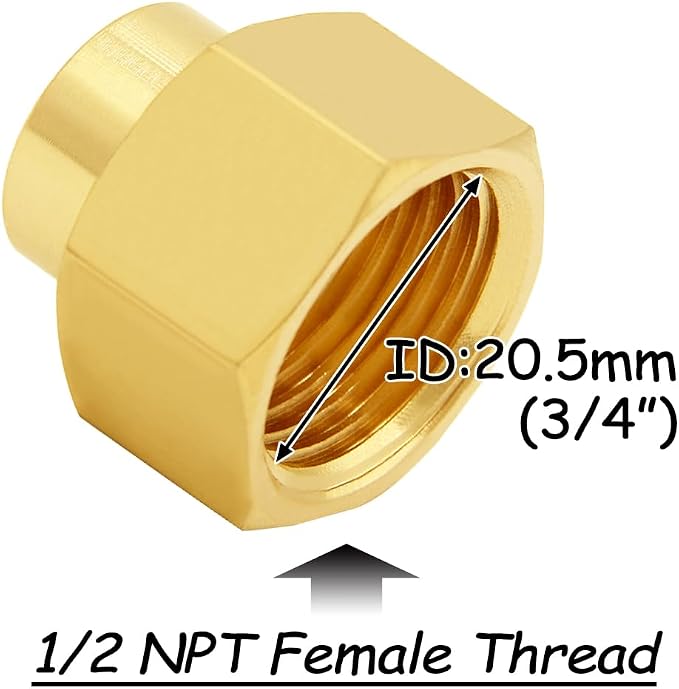 Uenede Brass 1/4" NPT Female to 1/2" NPT Female Reducer Adapter - Image 3