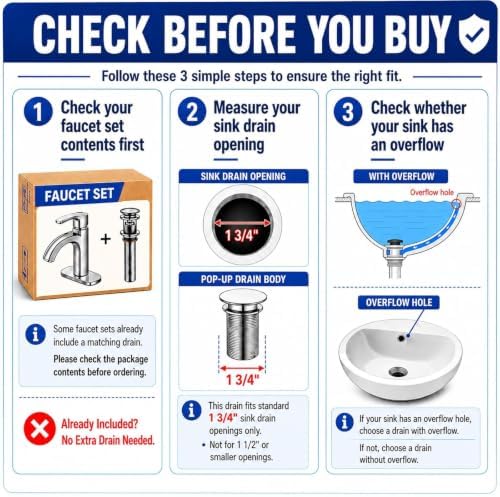 Bathroom Sink Drain with Overflow, Big Cap Pop Up Drain - Image 4