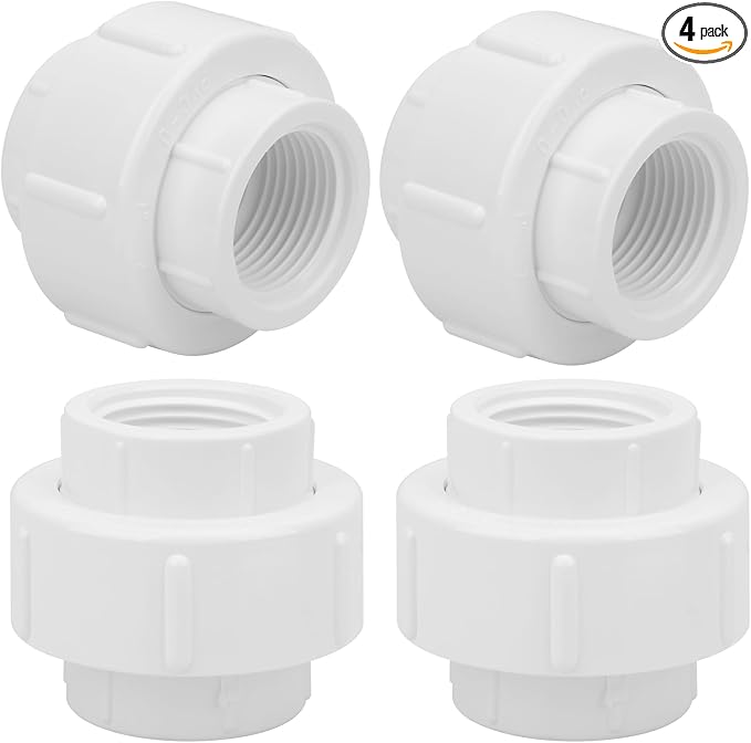 4Pcs 1Inch Female Threaded PVC Union Coupling Pipe Fitting 1'' PVC FNPT Female by Lswteiz