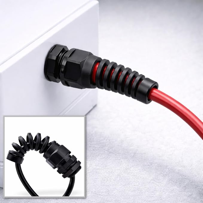 1/2" NPT Flexible Cable Gland, Spiral Pigtail Cord Grip Strain Relief - Image 3