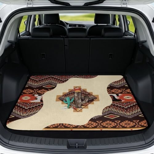 ELEQIN Southwest Cactus Aztec, Car Cargo Liner, All Weather Heavy Duty Trunk Mat by ELEQIN