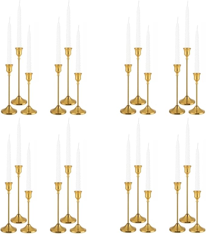 Candlestick Holders, Brass Gold Candle Holders by Tunyet