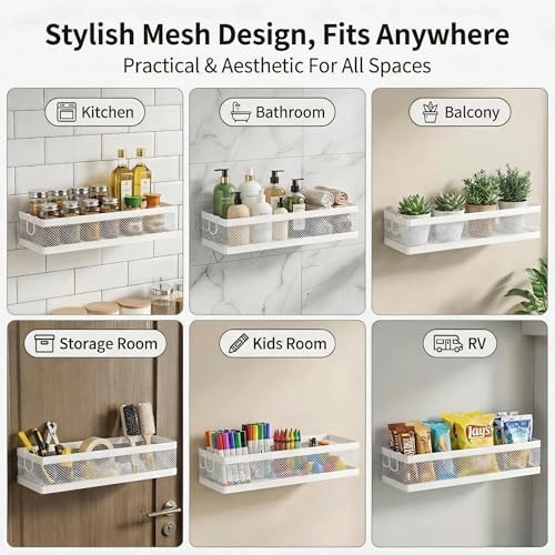 PUSDON 16.5-Inch Extra Long Slim Mesh Shower Caddy, Wall Mounted Bathroom - Image 4