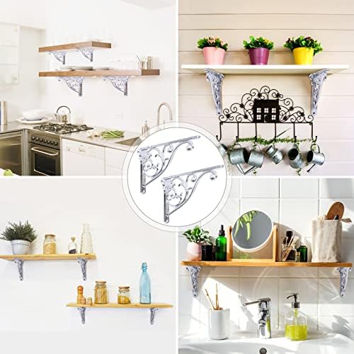 Shelf Brackets 8 Inch 4PCS Heavy Duty Polished Chrome Wall Bracket Baroque - Image 6