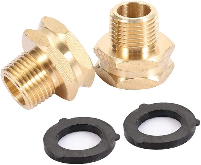 3/4" GHT Female to 1/2" NPT Male Connector, Brass Garden Hose Fitting 2pcs by ZKZX