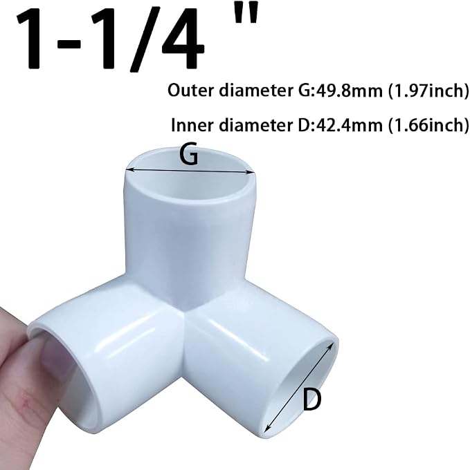1-1/4“ Tee PVC Fitting 3 Way Elbow Connector, Furniture Grade 90 Degree Elbow - Image 2