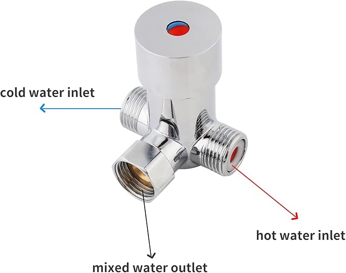 Water Mixing Valve, G1/2 Hot Cold Water Mixing Valve Thermostatic Mixer - Image 4