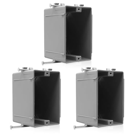 1-Gang New Work Outlet Box, PVC Nail-On Electrical & Junction Box, 18 cu. in. by Wocloer