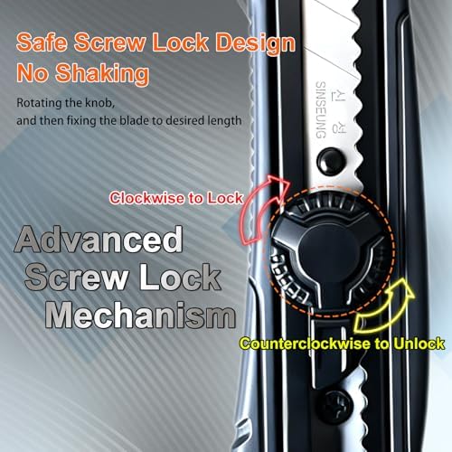 18mm Heavy Duty Utility Knife, Screw Lock Box Cutter - Image 3