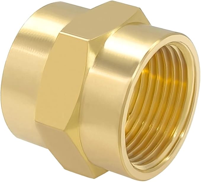 Hooshing 2PCS Brass Coupling Pipe Fitting, 3/4" x 3/4" NPT Female Coupler - Image 6