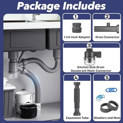 1-1/4" & 1-1/2" PVC Bottle Trap Plumbing Kit - Image 3