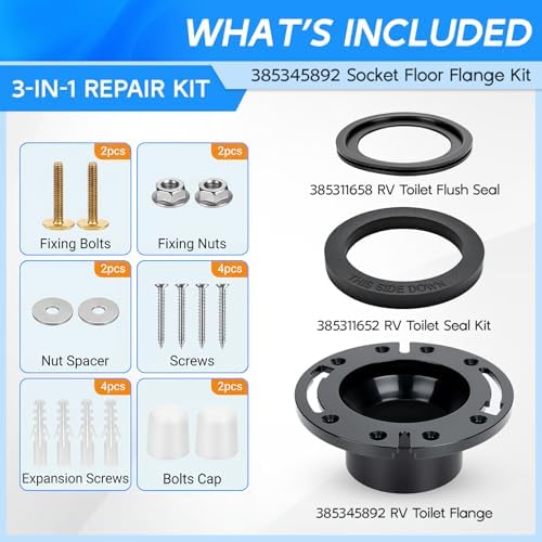 385345892 RV Toilet Seal & Socket Floor Flange Kit - Image 3