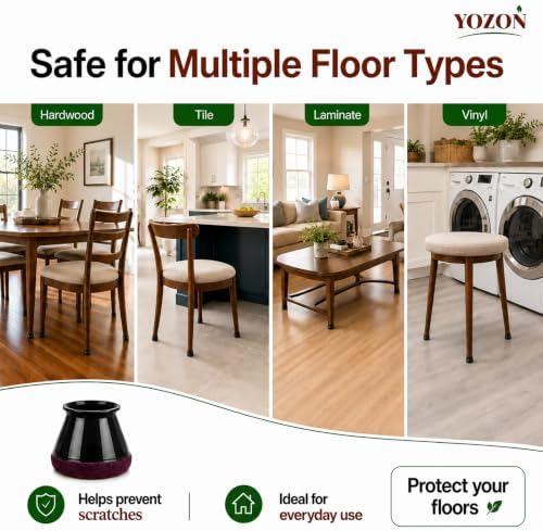 YOZON Chair Leg Floor Protectors Silicone Caps Felt Furniture Pads Covers - Image 5