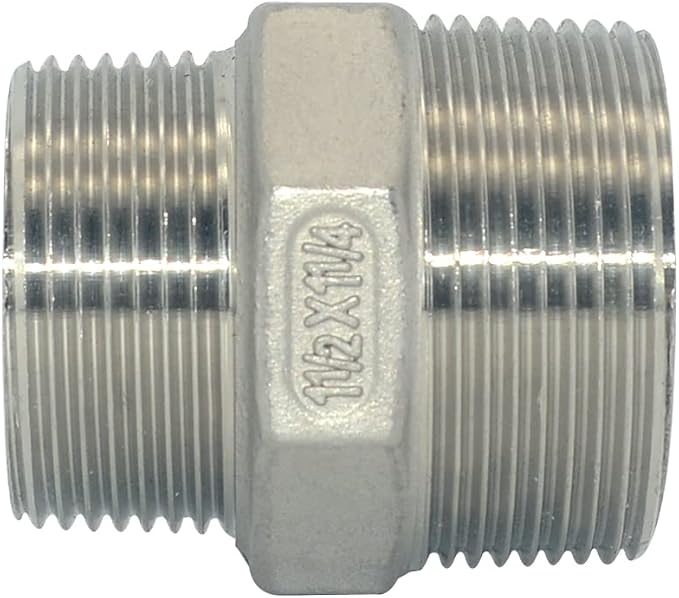 1-1/2" x 1-1/4" Male Threaded Reducing Nipple Fitting/Adapter, Stainless Steel - Image 2
