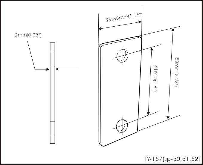 Stainless Steel Door Strike Filler Plate, 2-1/4" x 1-1/8", Matte Black - Image 2