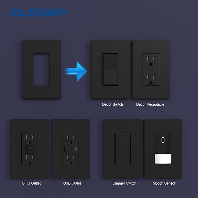 ELEGRP 1-Gang Screwless Decorative Wall Plates, Mid-Size Unbreakable - Image 5