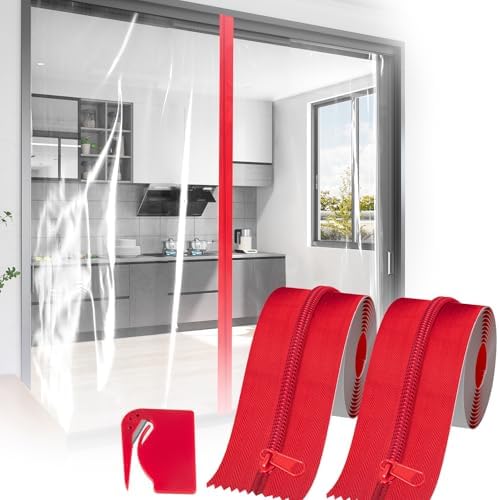 Heavy Duty Zipper Door for Dust Barriers, 2 Rolls Self-Adhesive Dust Zipper by ANWEOR