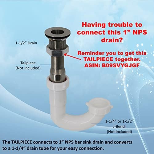 Leyso Stainless Steel Bar Sink Drain 1” Nominal Pipe Size 1" NPS Thread - Image 6