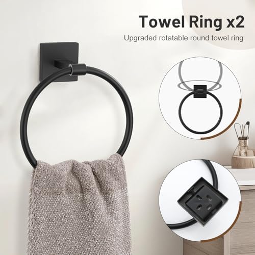 Lairuier 10-Piece Matte Black Bathroom Accessories, Towel Bar Set - Image 3