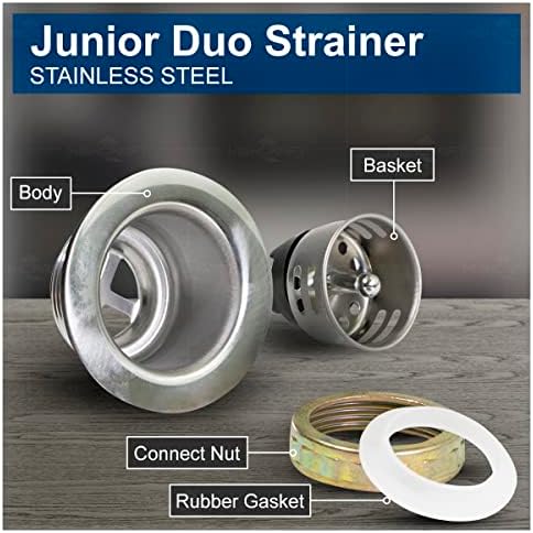 Highcraft 9773 Bar/Prep Sink 2 1/2 Junior Duo Stainless Steel Drain Assembly - Image 3
