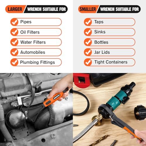 2-Piece Strap Wrench Set, Adjustable Rubber Oil Filter Wrench Max Diameter 4" - Image 5