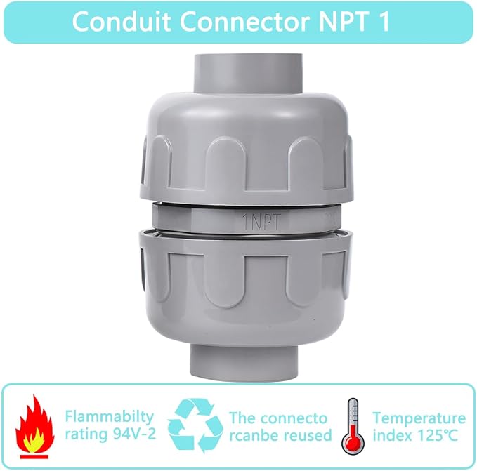 NPT 1 Double Conduit Liquid-Tight Connector Straight | Extend Repair Conduit - Image 5