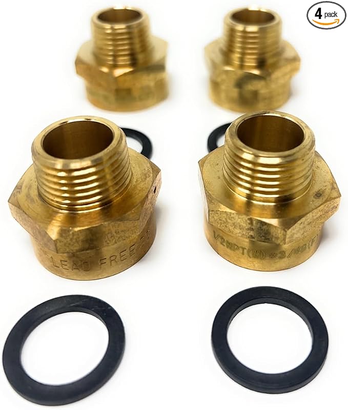 Cascada 3/4" G Thread Female to 1/2" NPT Male Adapter | Brass Pipe Fitting by CascadaShowers