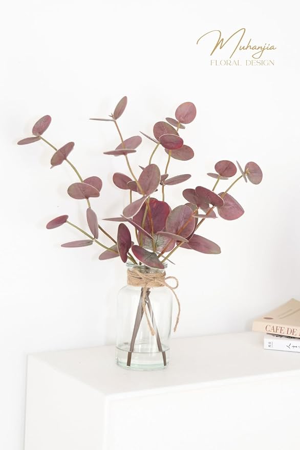 Muhanjia Artificial Eucalyptus Stems in Glass Vase - Image 6