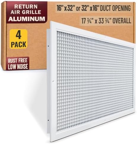 Fits 16x32 and 32x16 Duct Opening | Aluminum Eggcrate Return Air Grille | Low by Handua