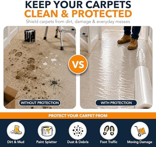 Carpet Protection Film 24" x 200 ft, Durable Temporary Stair Carpet Protector - Image 4