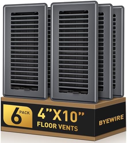 4x10 Floor Register, 6 Pack Gray Floor Vent Covers by BYEWIRE