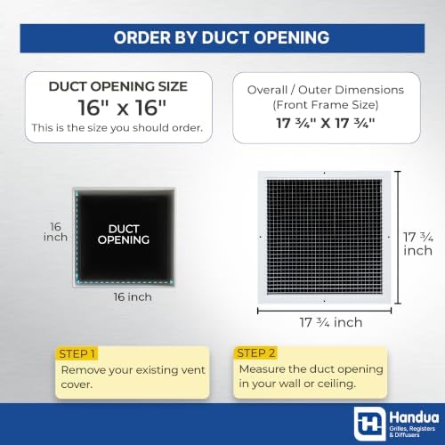 Fits 16x16 Duct Opening | Aluminum Eggcrate Return Air Grille | Low Noise & - Image 2