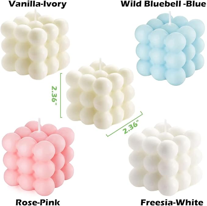 Bubble Candles for Women, Floating Shelves Cube Shaped Scented Square Candle Set - Image 2