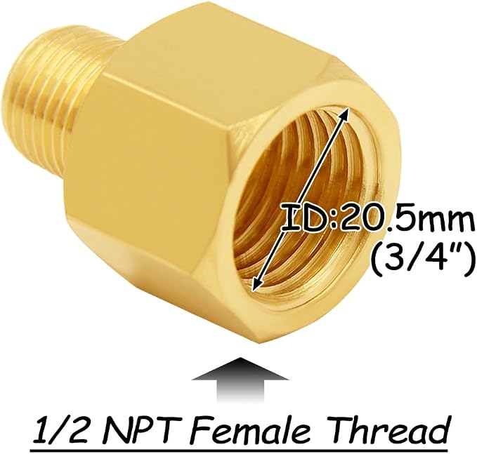 Uenede Brass 1/2" NPT Female to 3/8" NPT Male Reducer Adapter - Image 2